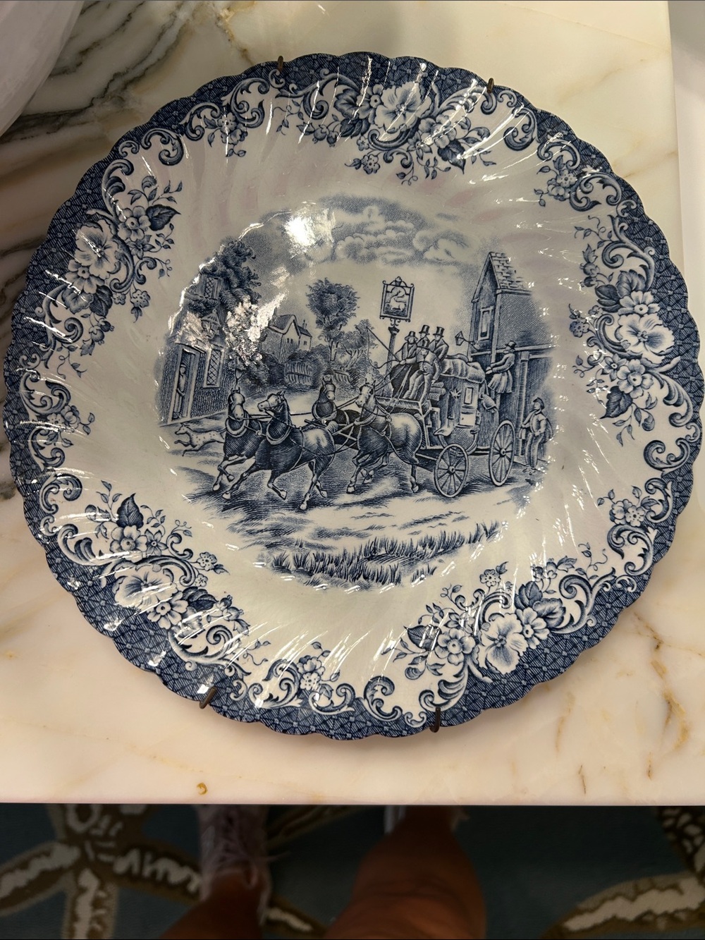 Blue and White Johnson Bros Transferware Decorative Plate